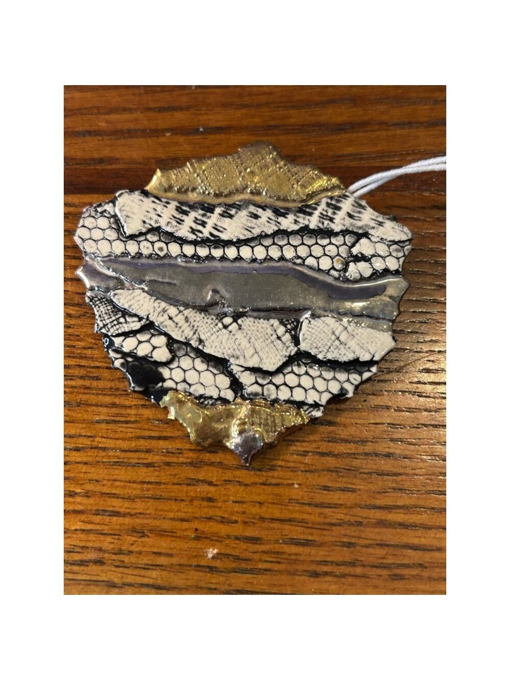 Womens ceramic artisan made , unique brooch One Size White